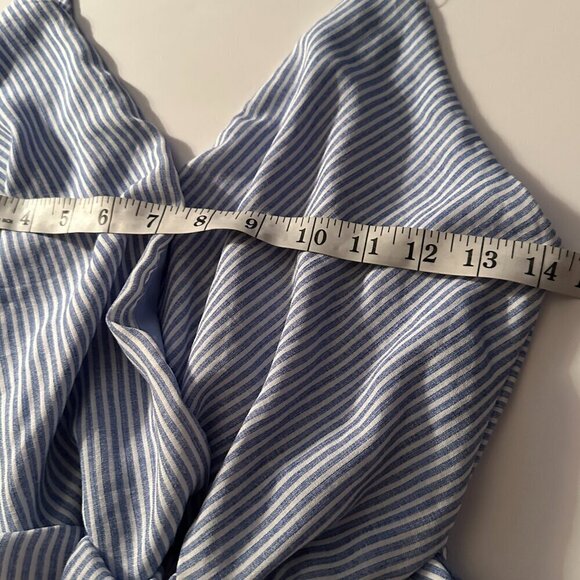 Sienna Sky Womens Tie Front Jumpsuit Blue and White Pinstripe Size Medium - Picture 12 of 14